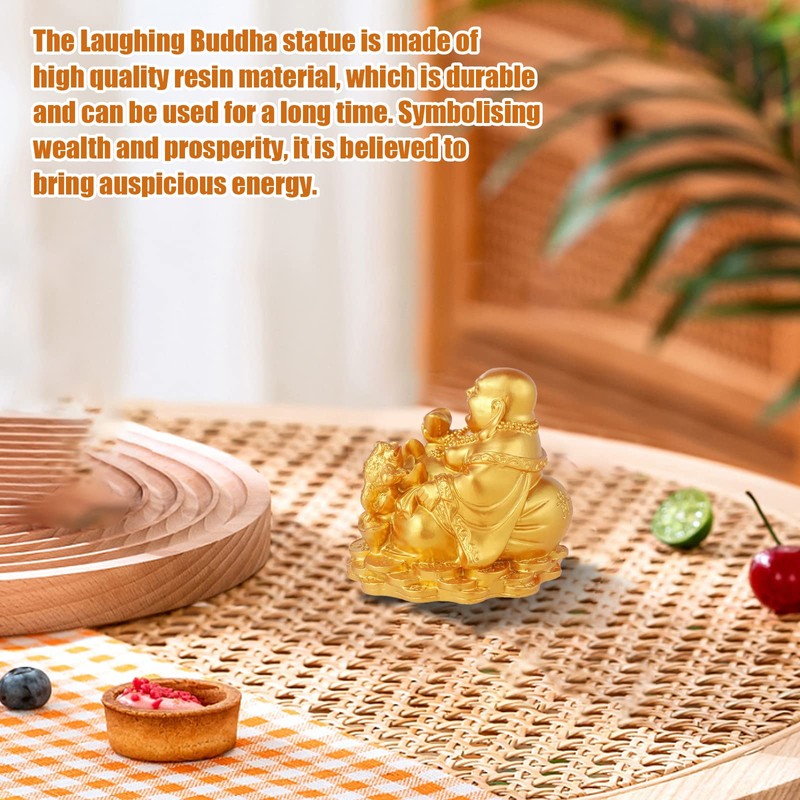 Elionless Laughing Buddha, Golden Toad Laughing Buddha Statue Feng Shui