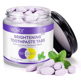 Color Correcting Toothpaste Tablets w/ 5% Nano Hydroxyapatite - 150 Count Fluoride Free Whitening Tabs - Remineralizing Enamel Repair & Sensitivity Re