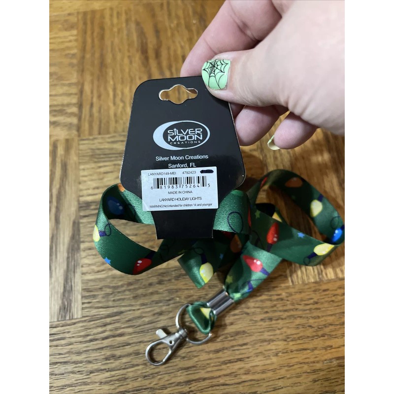 Silver Moon Christmas Lanyard Holiday Lights