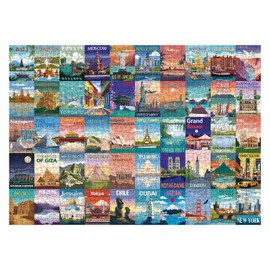 World Landmarks Travel Puzzles 1000 Pieces for Adult, Landscape Scene Art Jigsaw Puzzle of World Most Visited Tourist Attractions, Poster City Scenic Beautiful Scenery Puzzles