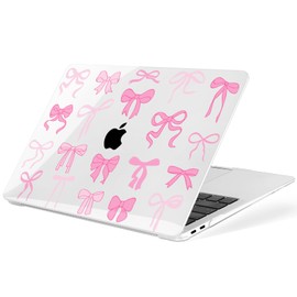 MecBevia Compatible with MacBook Air 13.3 inch Case 2021-2018 Release A2337 M1 A2179 A1932 Touch ID, Plastic Hard Shell&Keyboard Cover&Screen Protector&Webcam Cover&Type-C Adapter, Pink Bows