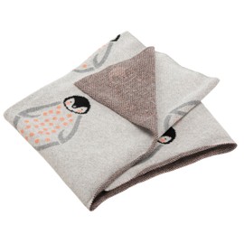 Safavieh Baby Collection Ozzie Penguin Grey and Coral 32" x 40" Cotton Throw Blanket