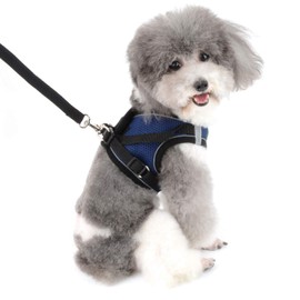 Zunea Small Dog Harness and Lead Set No Pull Puppy Vest Harnesses Adjustable Reflective Soft Mesh Step-in Pet Cat Harness Escape Proof for Walking, Bright Colors for Dogs Girl Boy Darkblue XS