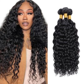 50g 1WS #1B Water Wave Hair Extensions 28 30 32
