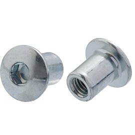 M6 x 10mm x 15mm, Nickel Sleeve Nut With Round Head, Barrel Nuts, Socket Head Ericsson Nut, Insert Furniture (Pack of 10)