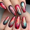 Medium Length Press on Nails Ballet Shaped Fake Nails Red,
