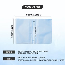 CLDURHGE Card Holder Protector Sleeves Transparent Credit Card Sleeves Plastic Wallet Insert Credit Card Holder Insert for Wallet Insurance Card Debit Card(2 Pcs,12 Page 12 Slots and 24 Slots)
