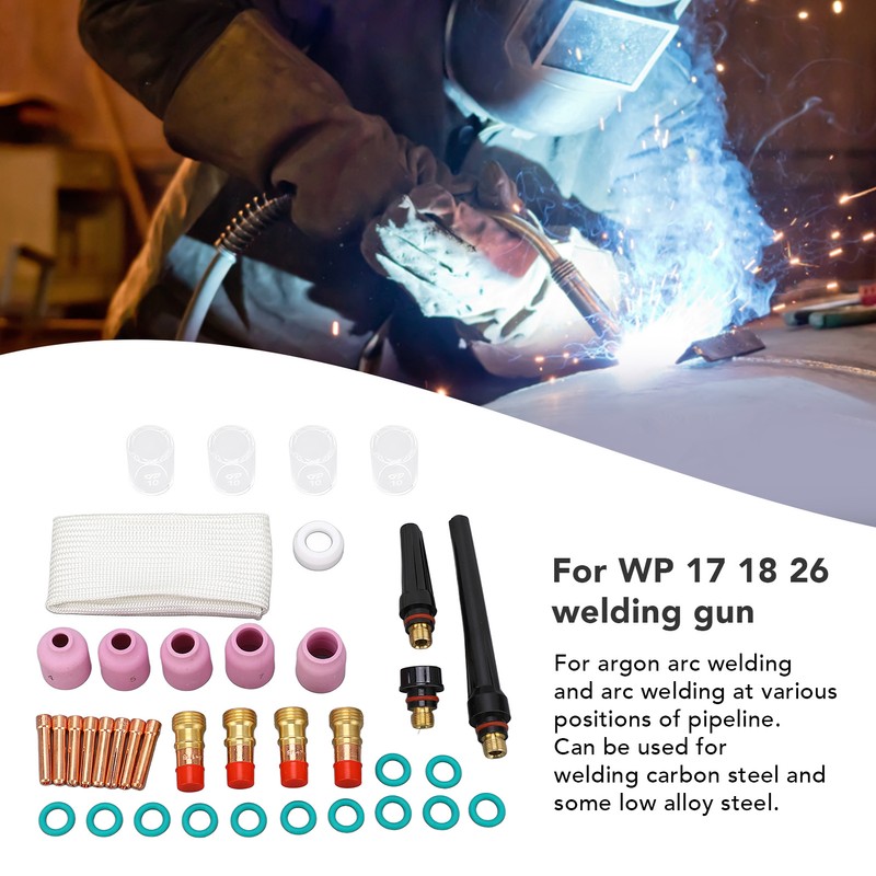 38Pcs TIG Welding Accessory Set Ceramic Nozzle Glass Cup Connector