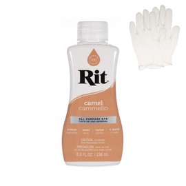 Rit Dye – Liquid Fabric Dye for Crafting, Clothing, and Décor – 8 oz. Bottle – Camel (Gloves Included)