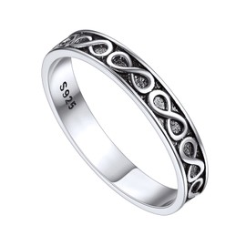 FOCALOOK 925 Silver Women's Celtic Ring Silver Men's Rings 925 Infinity Chain Olive Leaf Star Ring Silver Wedding Rings Engagement Ring Silver Jewellery Women's Ring Size 47 mm to 67 mm, Metal, No