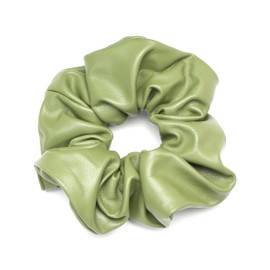 QinGoo Green Leather Elastic Hair Scrunchie Beautiful Women's Scrunchie Hair Accessories Headdress Elegant Hair Accessory 1 Piece (Green)