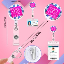 Gjinxi Back & Body Hurts Badge Reels Holder Retractable ID Clip for Nurse Name Tag Card, Retractable Keychain Heavy Duty Cute Funny Badge Reel Nursing Badge Holder with Alligator Clip for Nurse Office