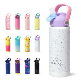 DLOCCOLD 18oz Kids Insulated Water Bottle with Leak Proof Straw Lid, Stainless Steel Water Bottle with Handle & Silicone Boot, Reusable Tumbler for School, Travel, BPA Free, Gift for Boy, Girl