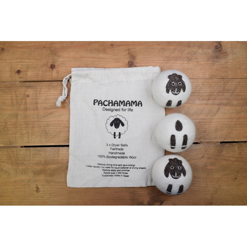 Pachamama Handmade XL Wool Tumble Dryer Balls 7cm 3 Pk
