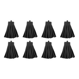 sourcing map Pack of 8 1.18 Inch Leather Tassel Key Chain Tassel Charm Mass for Key Chain Bracelet Jewellery Making DIY Craft Accessories Black