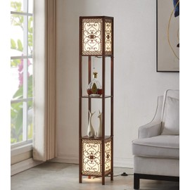 Artiva USA Infinity Heart Shelf Floor Lamp, Dark Walnut, "64""h"