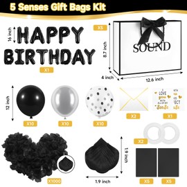 Epoesch 5 Senses Gift Bags for Him with Labels, Tissue Papers & Bow Ribbon