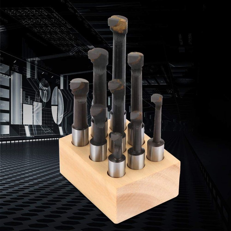 Boring Bar, 9pcs HSS Material 1/2" Round Shank Boring Bar