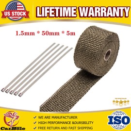 Carbole 2" For Motorcycle Fiberglass Heat Shield Tape Titanium Exhaust Heat Wrap Roll