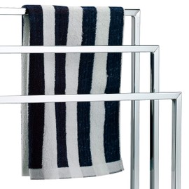 MyGift Freestanding Towel Rack, 3 Tier Metal Towel Bar Stand, Silver-Tone Chrome Plated