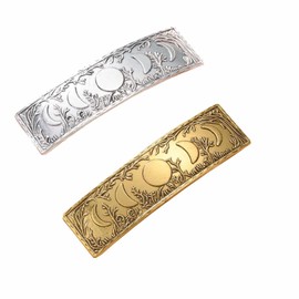 Golden Apple 2Pcs Vintage Hair Clip Crafted Metal Barrette Forest Moon Retro French Hairpin for Women (SUNMOON1)