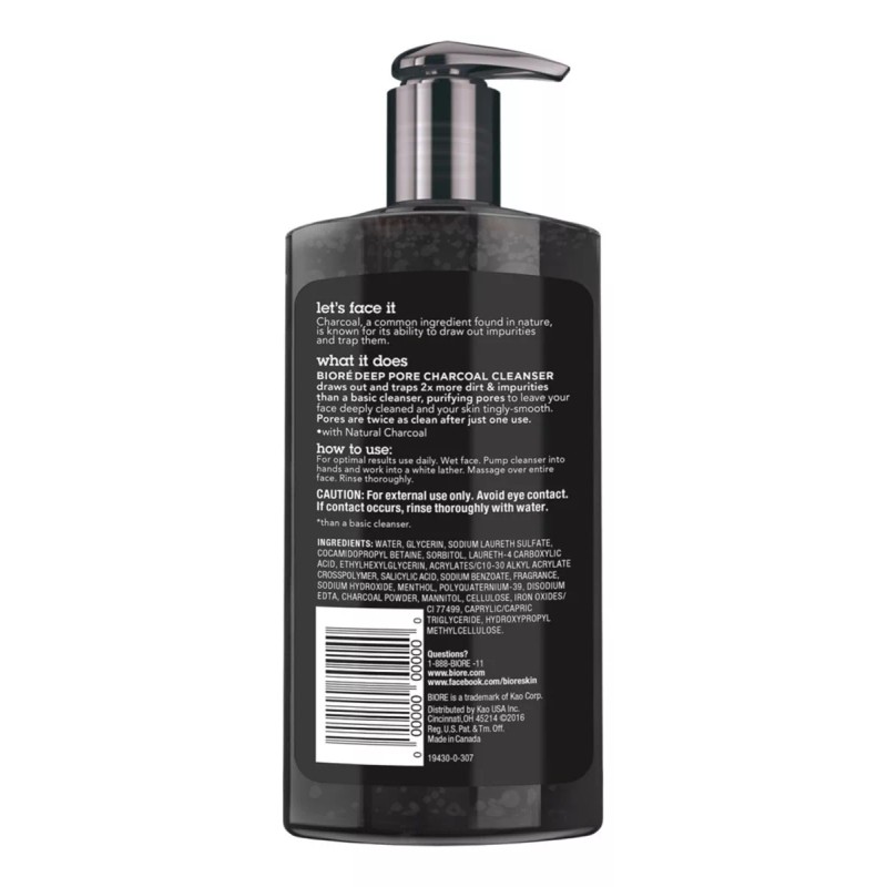 Bioré Mens Deep Pore Charcoal Cleanser, 6.77 Onzas Momento de