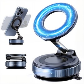 Woyuosn Eptchn Vacuum Magnetic Phone Holders for Car, Foldable Portable Cell Phone Holders, MagLock 360° Foldable Magnetic Phone Mount (Black)