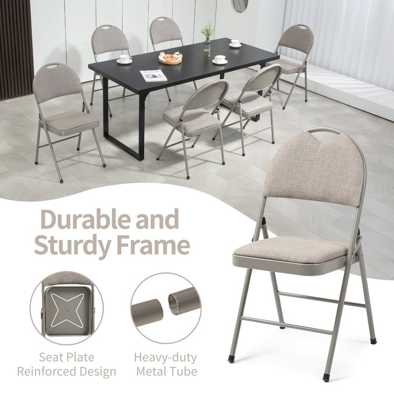 HOMEFUN Folding Chairs with Cushion Padded Folding Chairs 6 Pack