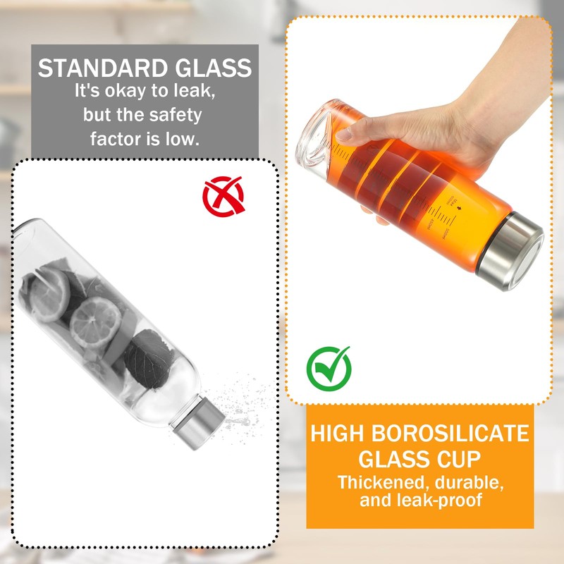 Wopgrty 6 Pack 20oz glass juice bottles with lids, Wide