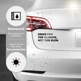 MaNeaz Interessant Auto Aufkleber UV-Aufkleber | Drive for The Climate,NOT for Elon | Wasserdicht und Kratzfest für empfindliche Auto-Lacke ca. 11 x 4,3 cm(Schwarz)