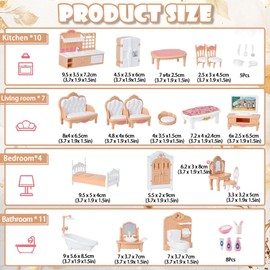 32 Pcs Dolls House Furniture Set Colorful Wooden Dolls House Accessories 1:12 Scale Doll House Furniture for Kids Imaginative Play Perfect for Dollhouses and Enhancing Creative Play Experience