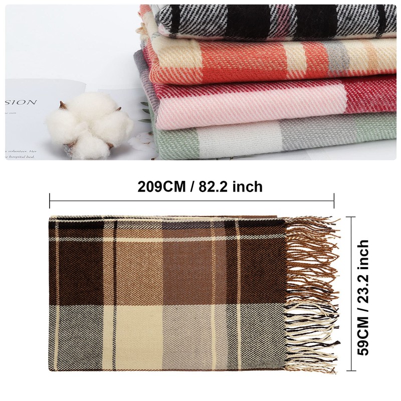 ECOMBOS Winter Tartan Scarf - Women Long Plaid Scarves Warm