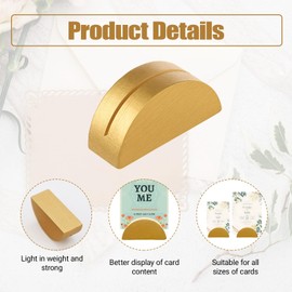 Table Number Stands, 36 PCS Table Number Holders, Place Card Holders Golden Wooden Semicircular Design Modern Card Holders for Offices, Restaurants, Wedding, Birthday Parties(Gold)