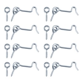 Zorfeter 8 Pcs 1.5" Cabin Hook Eye Latch Zinc Plated Gate Door Swivel Hook for Wood Window Door with Mounting Screws