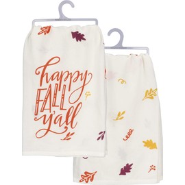 Primitives by Kathy Hand Lettered Fall-Inspired Dish Towel, 28 x 28-Inch, Orange - Happy Fall Y'all (39249)