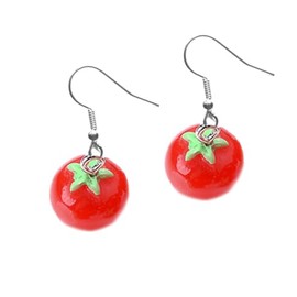Tomato and Silver Themed Fun Earrings - Handmade