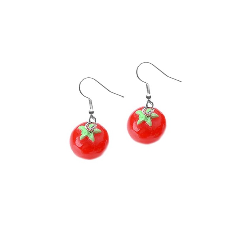 Tomato and Silver Themed Fun Earrings - Handmade