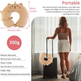 HINATAA Travel Pillow, Portable and Comfortable Neck Support Pillow With Sleeping Eye Mask for Adults and Kids, Cute Animal Airplane pillow for Home, Office, Camping, Travelling (Brown)