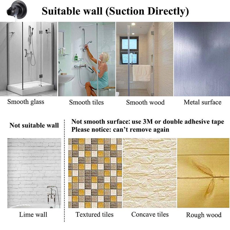 JiePai Vacuum Suction Cup Shower Head Holder,Adhesive Suction Handheld Shower