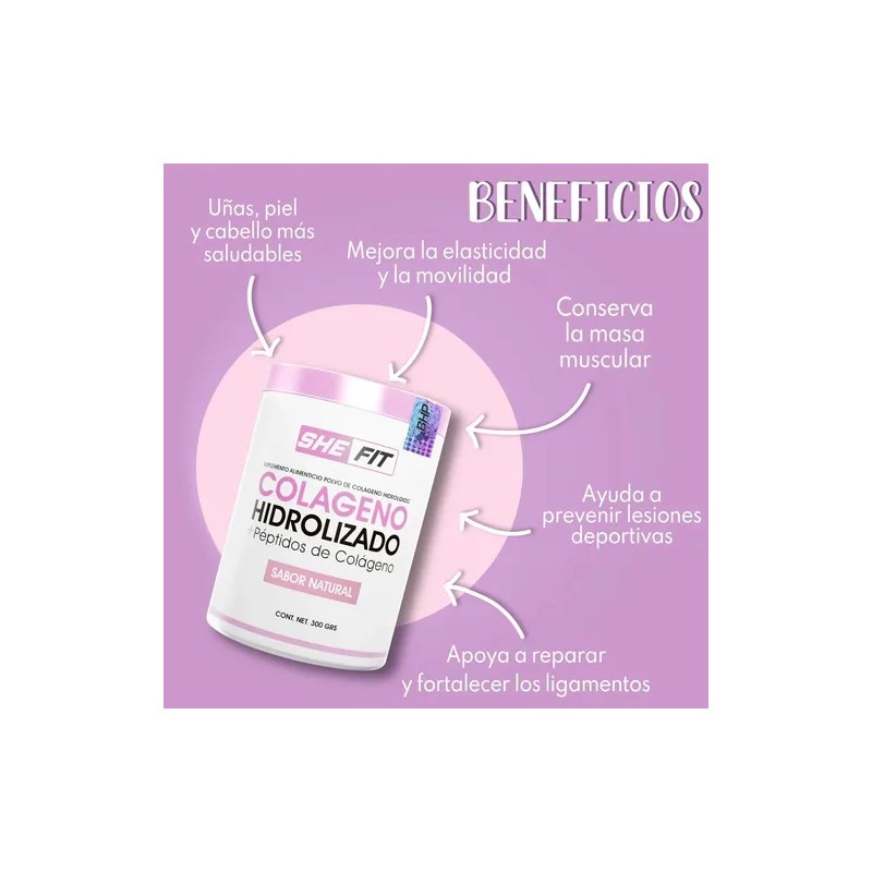 BHP Colageno Hidrolizado + Péptidos 300g Mujer Articulación Sabor Natural