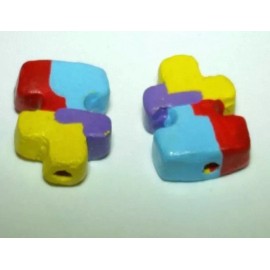 Handmade 2 Peruvian Ceramic Mini UNIQUE Autism Puzzle Earring Beads DIY Charm