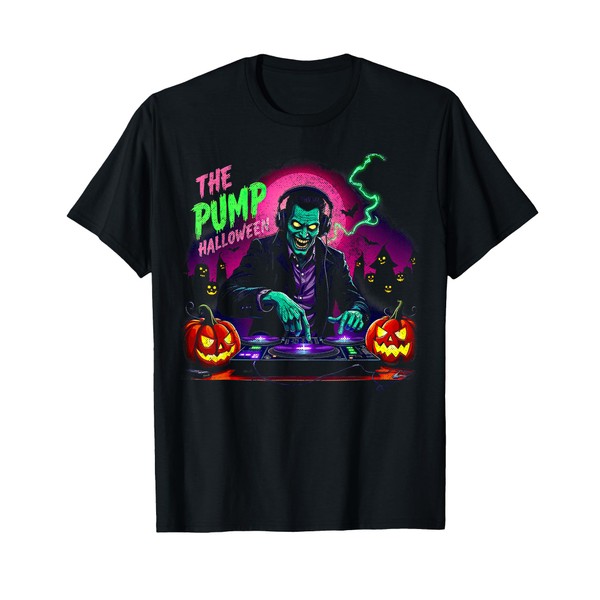 Funky Pumpkin head DJ Halloween PUMP KING of HALLOWEEN T-Shirt