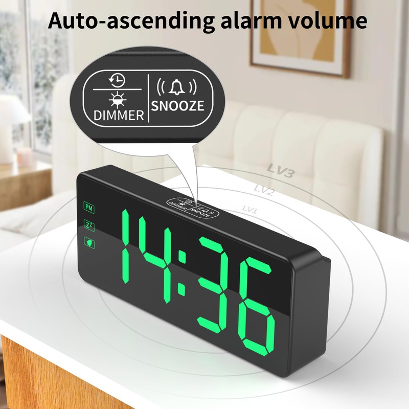KWANWA Alarm Clock for Heavy Sleepers - 2.4" Super Bright