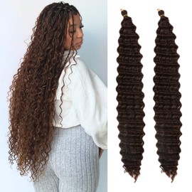 Dark Brown Deep Wave Crochet Hair for Boho Braids 4# Synthetic Boho Hair for Braiding