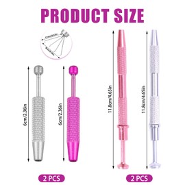 4 Pieces Piercing Ball Grabber,Piercing Ball Screw Tool,Mini Grabber Pen Stainless Steel,4-Claw Piercing Ball Grabber Stainless Steel,for Pearl Small Parts Electronic Components (Pink,Silver)