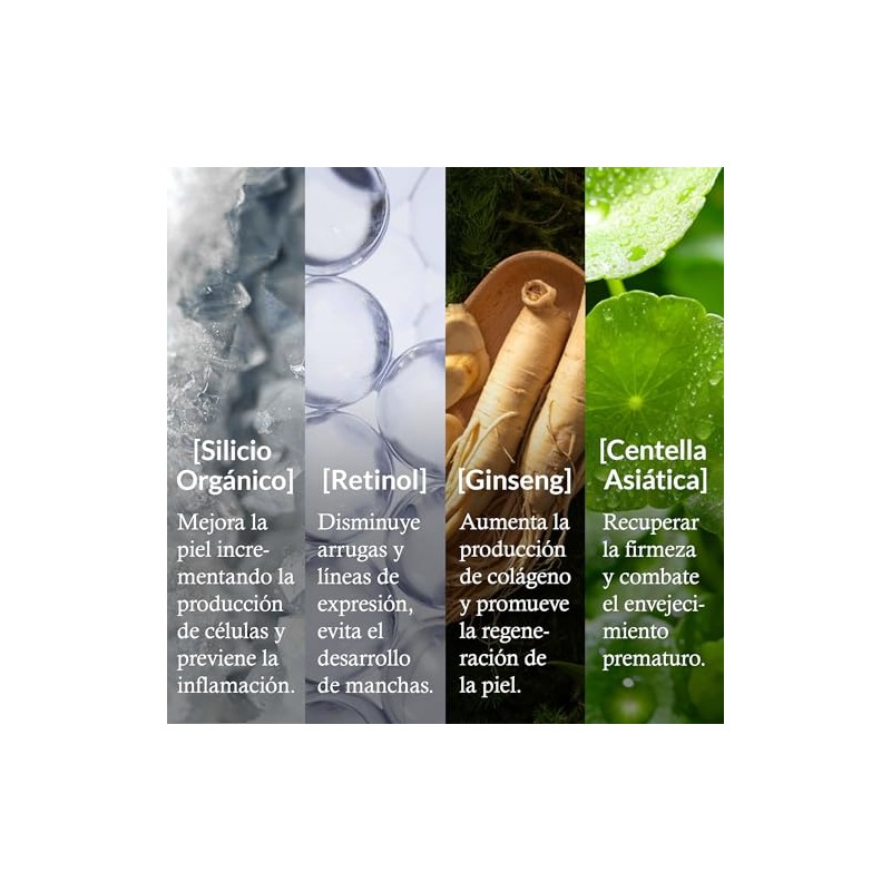 Crema Noche Retinol Centella Asiática Ginseng Antimanchas Reafirmante Arrugas Líneas