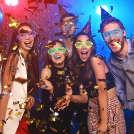 6pcs Neon Shutter Shades Sunglasses Novelty Neon Glasses 80's Party Slotted Sunglasses 80s Disco Shutter Glasses for 80s Party Fancy Dress Costume Prop