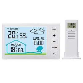 Timloon Wireless Weather Stations Indoor Outdoor Temperature Humidity Monitor with 30m-100m Range Remote Sensor, Weather Forecast, Time, Calendar, Alarm, Backlight for Home, School, Greenhouse