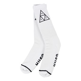 Huff Men's Street Skater Crew Socks, Brand, Three Quarters, Rib Socks,, triangle white, Free size