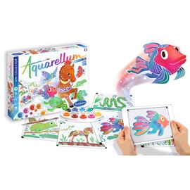 Sentosphère 3906704 Aquarum Live 3D Watercolour Painting Set for Children, Animal Motif, Interactive Creative Set with Augmented Reality, Painting Set from 7 Years
